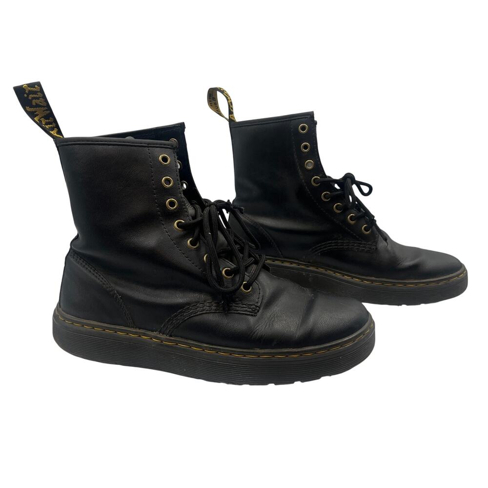 Dr. Martens Women's Black Leather Lace-Up Combat Boots - Picture 4 of 7